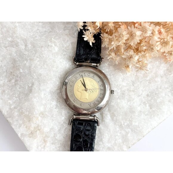 Republica Italiana Gold Coin Becora Vintage Women's Wristwatch - 25mm - WORKS! - Picture 12 of 12
